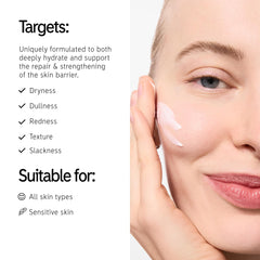 The INKEY List Ectoin Hydro-Barrier Serum milky texture glides on skin during application.