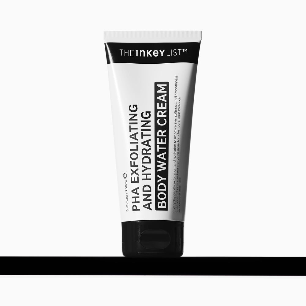 The INKEY List PHA Body Water Cream bottle ready for daily use to hydrate and exfoliate