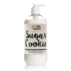 The Lotion Company Sugar Cookie lotion bottle shows comforting scent and all-day moisture.