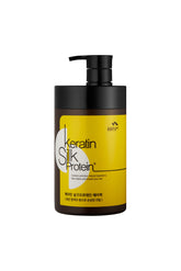 The Man Company Man with Flowers keratin silkprotein hair pack bottle pour for nourishing damaged hair.