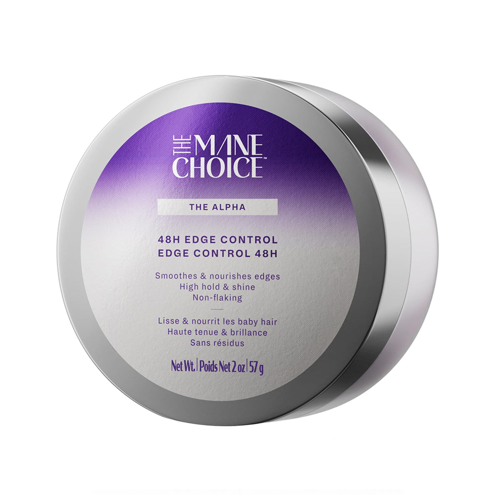 The Mane Choice Alpha 48H Edge Control bottle pour for precise, long-lasting edge hold