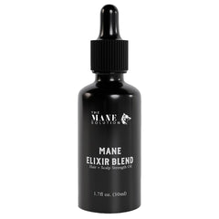 The Mane Solution The Mane Elixir Blend bottle on a clean surface for scalp nourishment