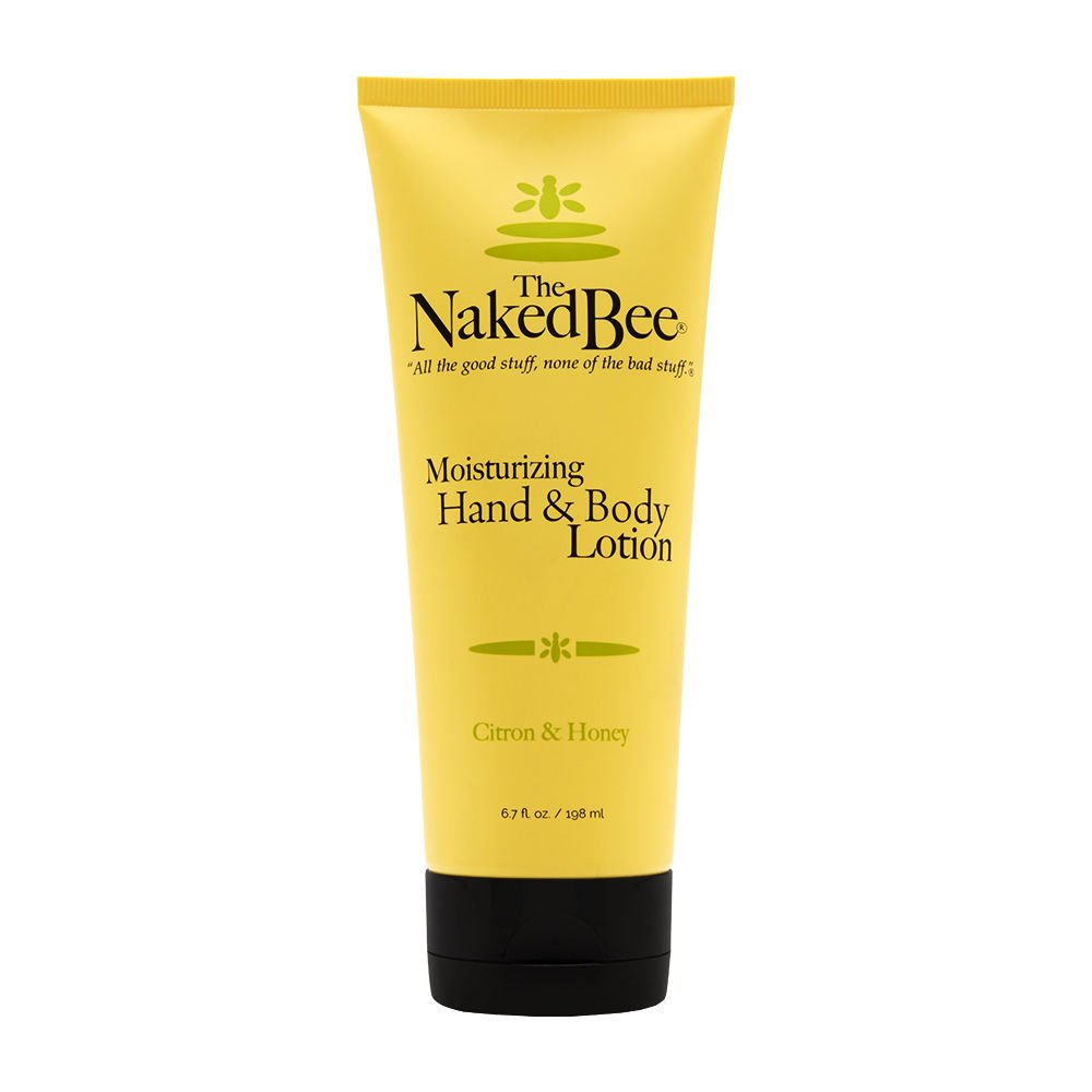The Naked Bee Citron & Honey lotion bottle provides long-lasting moisture for all skin types.
