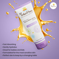 Lil Naked Bee Baby Lotion applied to cheeks for soft skin care