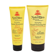 The Naked Bee orange blossom honey cleanser jar showing gentle exfoliation for smooth skin.
