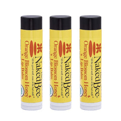 The Naked Bee 3-pack orange blossom lip balm packaging highlights cruelty-free design.