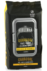 The Nobleman charcoal face and body wipes packaging for on-the-go cleansing.