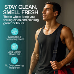 The Nobleman wipe in use on the face for a quick cleanse.