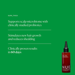 Applying The Nue Co Supa Thick Hair Serum to the scalp for a refreshing feel.
