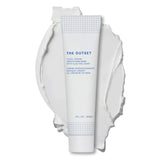 The Outset Cool Cream Mask application shows creamy texture smoothing the skin