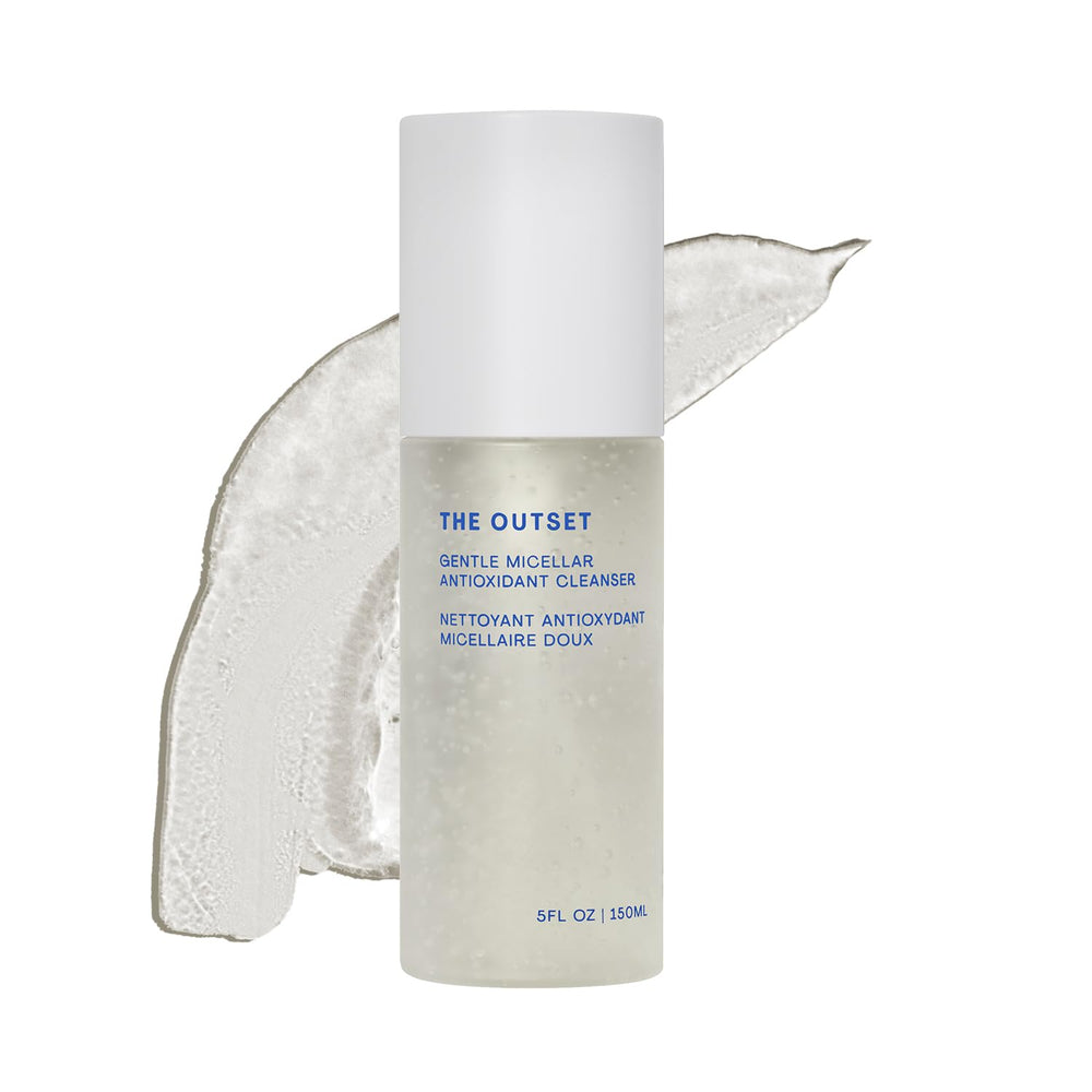 The Outset Gentle Micellar Cleanser bottle with pump for easy makeup removal and hydration