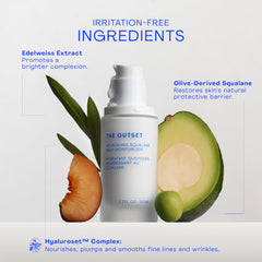 The Outset Nourishing Squalane Daily Moisturizer application shows easy spread and fast absorption.