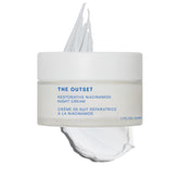 The Outset Restorative Night Cream jar closeup highlights fragrance-free hydration.