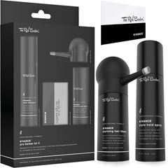 The Rich Barber N'Hance Pro fibers apply for natural density at the hairline.