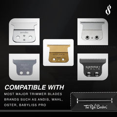 The Rich Barber Pro Kit diamond metal blade sharpener block renews sharp edges fast.