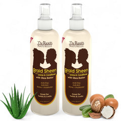 The Roots Naturelle Braid Sheen bottle close-up for braid spray, twist care, and shine