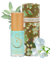 The Sage Roll On cucumber bottle offers long-lasting freshness for on-the-go use.