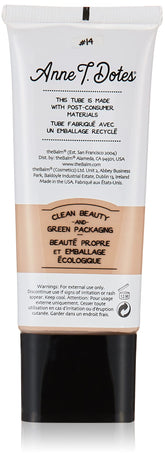 theBalm Anne T Dotes tinted moisturizer bottle close-up shows natural glow and sheer coverage.