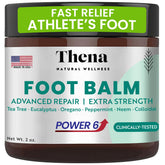 Thena Athletes Foot Cream bottle close-up offering herbal relief for itchy feet.