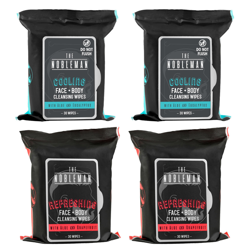 The Nobleman cooling wipes front package offers instant skin refreshment.