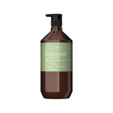 Theorie Green Tea & Bamboo Energizing Conditioner bottle pouring to refresh damaged hair.