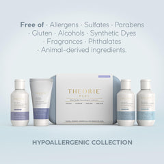 Theorie Pure conditioner bottle demonstrating hydrating care without fragrance for smoother hair.