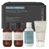 Theorie Restoring and Nourishing Travel Kit bottle and packaging for gentle hydration