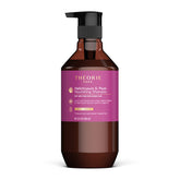 Theorie Sage Helichrysum Plum shampoo bottle delivering rich moisture for dry hair.