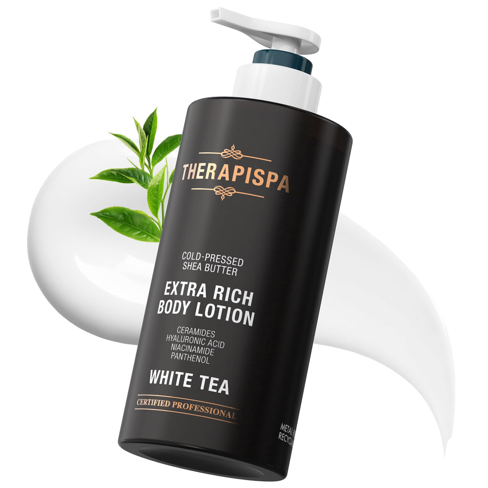 THERAPISPA Scented Body Lotion White Tea bottle highlighting hydrating formula