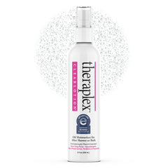 Theraplex Clear Lotion Spray bottle applying after shower for hydration