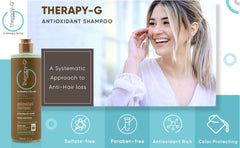 Therapy-G Antioxidant Shampoo bottle back label with usage details