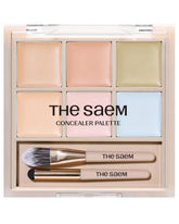 Thesaem Cover Perfection Concealer Palette 02 front view with six color wells for precise correction