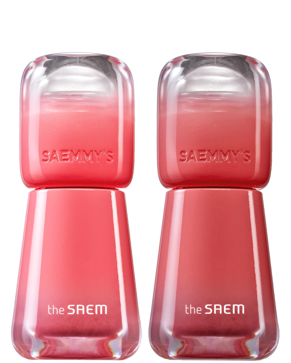 THESAEM Saemmy's Ade Shot Tint 02 Peach Oolong swatch on lips for a soft pink glow.