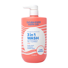 The Seaweed Bath Co. Lime Papaya bath-wash-bottle offers a refreshing cleanse with island scent.