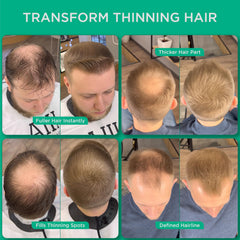 Applying THICK FIBER fibers to thinning areas with dry hair.