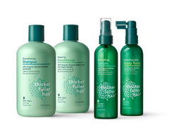 Thicker Fuller Hair daily-application scene showing convenient scalp care.