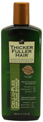 Thicker Fuller Hair Revitalizing Shampoo bottle front view, suggesting fuller-looking hair.