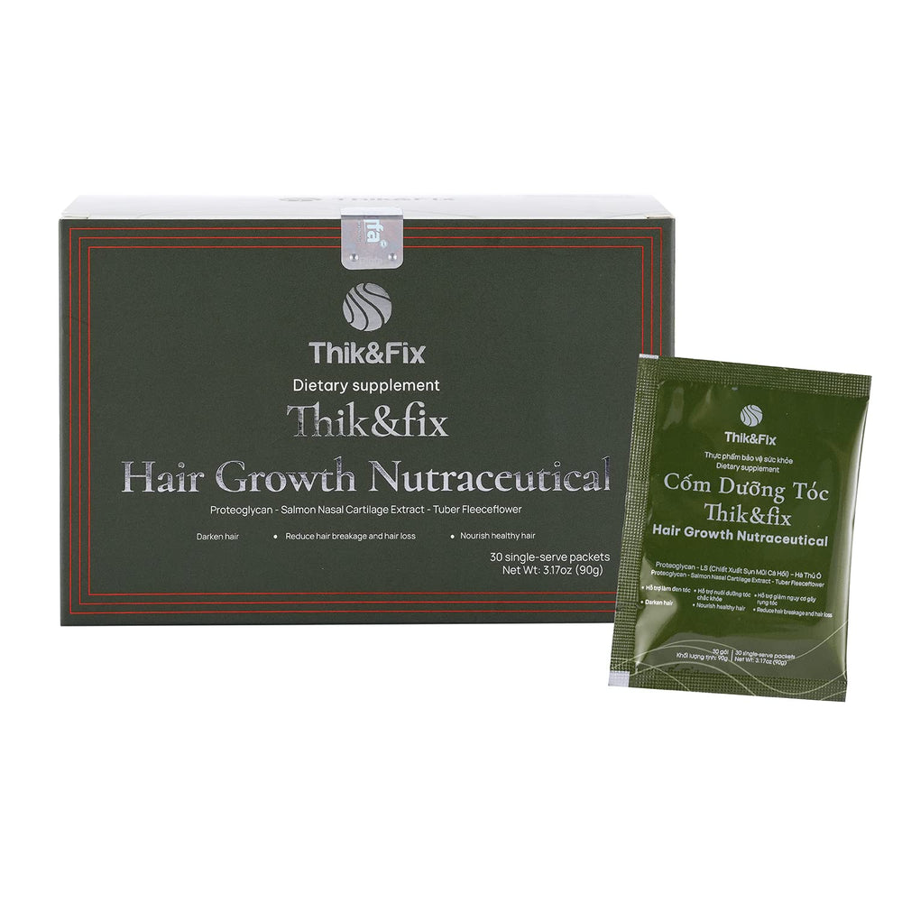 Thik&Fix bottle for hair growth supports potential fuller hair with daily use.