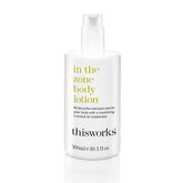 THISWORKS In The Zone bottle closeup showing a hydrating formula for daily use