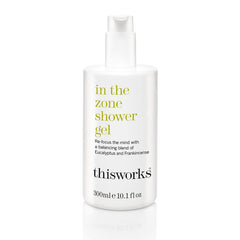 THISWORKS In The Zone Shower Gel bottle front fuels focus with a refreshing aroma.