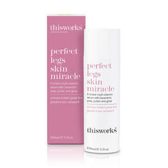 THISWORKS Perfect Legs Skin Miracle bottle closeup showing feather-light tinted serum