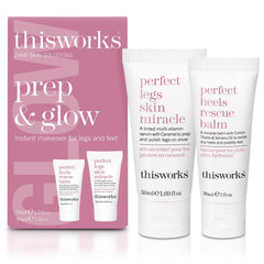 THISWORKS Prep and Glow Gift Set travel-size packaging, ideal for on-the-go hydration.