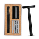 THURLADY Matte Black Safety Razor close-up with non-slip handle for precise control