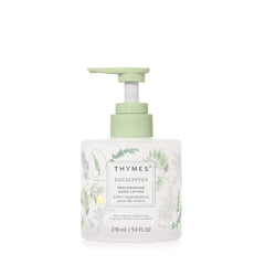 Thymes Eucalyptus Hand Lotion bottle highlights premium glass packaging for daily hydration
