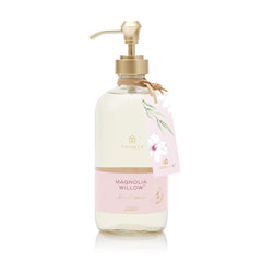 Thymes Magnolia Willow hand wash bottle with refreshing floral scent for daily cleansing.