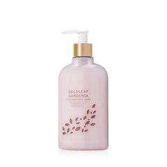 Thymes Moisturizing Body Wash in goldleaf gardenia pump bottle ready for hydrating cleanse