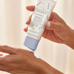 Smooth, fast-absorbing texture of Thymes Restorative Hand Cream on skin.