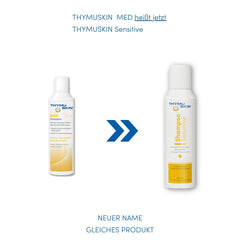 Thymuskin Med Shampoo dispensing foam highlights its ready-to-use formula for scalp pampering.