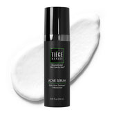 Tiege Hanley Acne Serum bottle closeup, lightweight hydration for oily skin