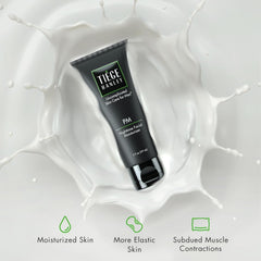 Tiege Hanley PM night moisturizer bottle shown for overnight hydration.